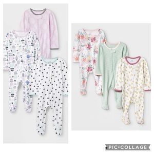 Cloud Island 0-3M 6-pk Zip-Up Sleep N’ Play